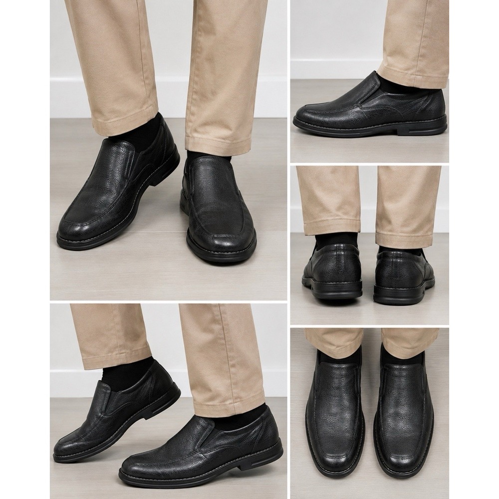 Sandro 12010 Men's Loafers Pebble Leather Slip On Black Comfort Gel Shoes. Sz 12 - Picture 3 of 12